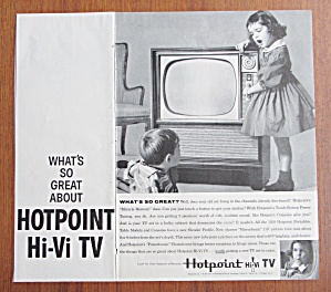 1958 Hotpoint Hi-vi Tv Television W/ Little Girl & Boy