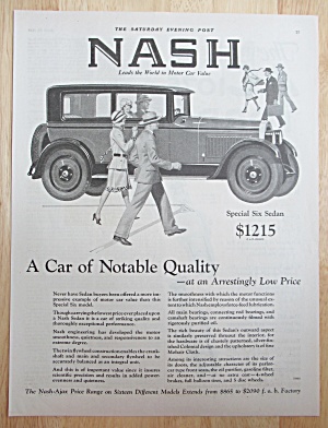 1926 Nash Automobiles With The Special Six Sedan