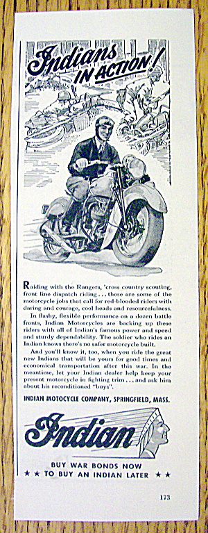 1943 Indian Motorcycle With Man Riding The Motorcycle