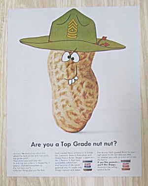1966 Skippy Peanut Butter With Peanut Wearing Army Hat