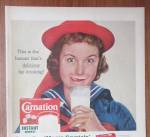Click to view larger image of 1958 Carnation Instant Dry Milk with Woman Smiling  (Image2)