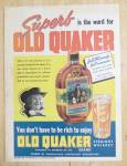 Click to view larger image of 1938 Old Quaker Whiskey with Bottle of Whiskey & Glass  (Image3)
