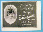 Click here to enlarge image and see more about item 16814: 1913 Add a Pearl Necklace with Girl Wearing Necklace