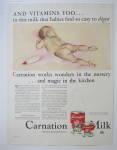 Click to view larger image of 1931 Carnation Evaporated Milk w/ Lovely Baby Sleeping  (Image2)