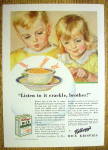 1931 Kellogg's Rice Krispies Cereal w/Boy & Girl & Bowl