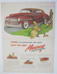 Click here to enlarge image and see more about item 83: 1947 Mercury with Woman Picking Up Puppies 