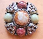 Pretty Agate Set Vintage Celtic Style Brooch or Pin