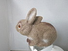 Vintage Flocked Bunny Rabbit Bank Brown with orange and black eye