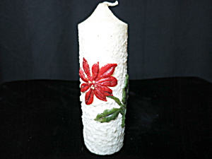 Vintage Pillar Poinsettia Christmas Candle 2 Inch