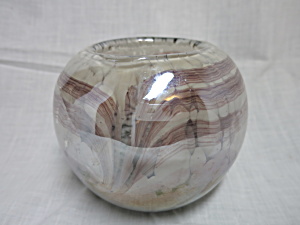 Modern Cased Glass Bud Vase Or Candle Bowl Gold Purple