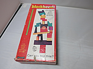 Blockhead balancing fun with tricky blocks game Saalfield 1950s (Image1)