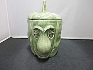 Vintage Ceramic Green Pepper Jar with face Witch Gare Inc. 1977 (Image1)