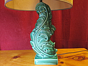 Royal Haeger Green Ceramic Acanthus Leaf Table Lamp