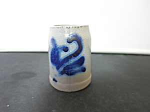 Stoneware Shot Stein With A Flow Blue Motif Height 2 1/8 Inches