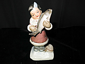 Indian Girl With Fish Figurine Fisher Japan