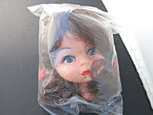 Vintage Girl Soft Rubber Doll Head Crafting Brown Wig