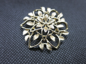 Vintage Floral Brooch By Sarah Coventry Gold Tone Openwork