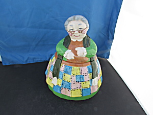 Granny Patchwork Dress Ceramic Cookie Jar (Image1)
