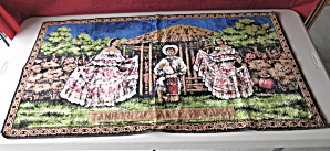 Tamborito Dance Panama Vintage Velvet Tapestry Made In England