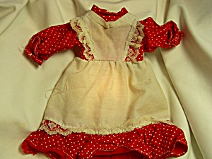 Doll Dress,red And White Polka Dot 7 1/4 Inch