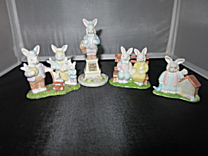 Vintage Easter Bunny Rabbit Figurines Village Accessory