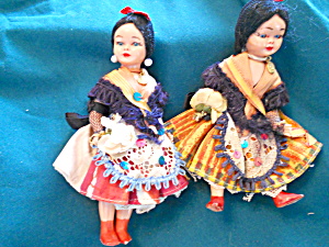 Vintage Miniature Hard Plastic Dolls Pair