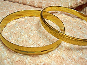 Two Monet Signed Bracelets Gold toned (Image1)