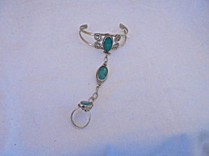 Alpaca Mexico Turquoise Silver Ring Bracelet