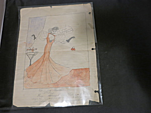 Childs Art Drawing Water Color To My Mother 1935 Signed