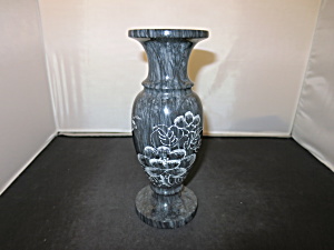 Marble Vase Art Carved Scrimshaw Floral And Birds Hawaii Souvenir