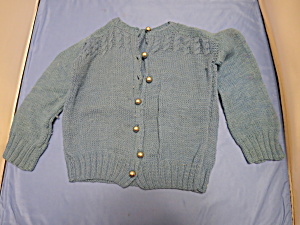 Baby Sweater Blue Hand Knit Vintage 1940s Age 1-2