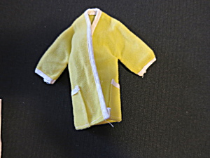 Vintage Barbie Doll House Coat Yellow White Trim Pockets No Tag