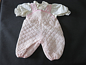 Vintage Doll Romper Suit In Pink Quilted Fabric Tagged