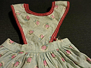 Vintage Doll Clothes Apron or Pinafore blue floral hand made (Image1)
