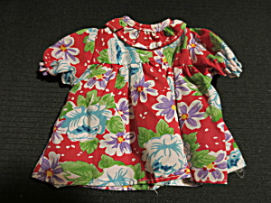 Doll Dress Red Floral Hand Made 6 Inch