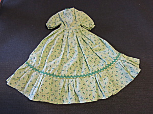 Vintage Doll Dress Green Floral With Ric Rac Trim