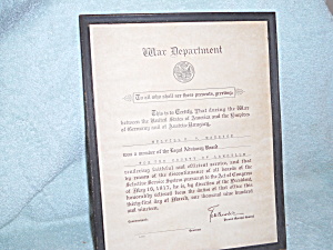War Department Certificate 1919
