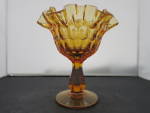 Fenton Art Glass Amber Thumbprint Compote
