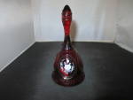 Fenton Art Glass Ruby Bell Hand Painted Floral Signed F. Hubbard