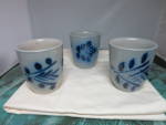 Western Germany Salt Glazed Cobalt Blue Cup Jar  lot of 3
