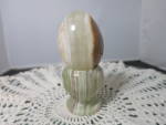 Click to view larger image of Vintage Polished Onyx Gemstone Egg and Stand Made in Pakistan (Image5)