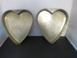 Click to view larger image of Vintage Heart Cake Tin set of 2 hand made by tin smith best guess (Image1)