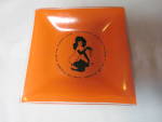 Click here to enlarge image and see more about item 392-21: The Playboy Club Glass ashtray coaster trinket dish orange black