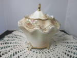 Click to view larger image of Nippon Biscuit Jar Hand Painted Floral Footed Gold Trim Gorgeous (Image4)