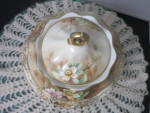 Click to view larger image of Nippon Biscuit Jar Hand Painted Floral Footed Gold Trim Gorgeous (Image5)