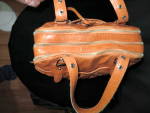 Click to view larger image of Maxx New York Glazed Orange Leather Satchel Purse Bag (Image5)