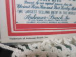 Click to view larger image of Vintage Budweiser Beer Placemat two sided Bar B Q Vinyl Anheuser (Image3)