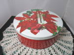 Vintage Christmas Tin Poinsettia Candles Large 10 inches 1970s