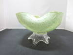 Click to view larger image of Art Glass Pedestal Dish Venetian Splatter Swirl Speckled Cased  (Image3)