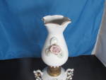 Click to view larger image of Betson's Porcelain Floral Appliqu Miniature Oil Lamp (Image2)